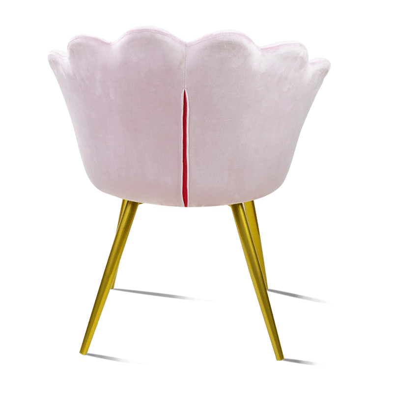 MC-2105 domáca jedálenská stolička zo zamatovej látky v tvare ružovej škrupiny