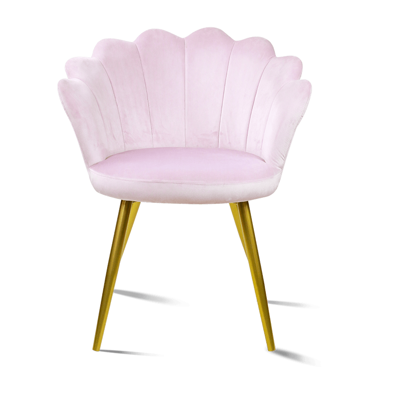 MC-2105 domáca jedálenská stolička zo zamatovej látky v tvare ružovej škrupiny